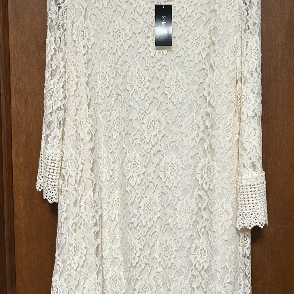 Style & Co Spanish Gardens Vintage Cream Lace Dress Size XL NWT